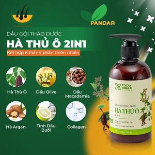 Dầu gội hà thủ ô 2in1, giảm các triệu chứng ngứa da đầu, hạn chế tóc bạc và tóc rụng, chai 300g, Cỏ cây hoa lá, PANDAR