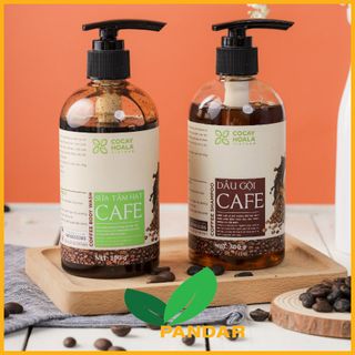 Combo Dầu gội cà phê và Sữa tắm cà phê, sạch gàu, khử mùi cơ thể, hạn chế tóc gãy rụng, 300g/chai Cỏ cây hoa lá, PANDAR