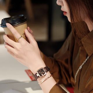 Đồng hồ nữ Guou 8190 bé dây da