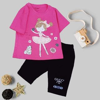 Bộ quần áo trẻ em bé gái Size từ 9-35kg LAZAKIDS Thun COTTON 100%
