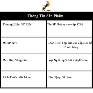 Bút Ký Kim Loại ST01,Ngòi Bi Xoay 0,7mm,Sỉ Số Lượng - ST PEN