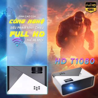 Máy chiếu Mini KhủngLongXanh_T1080 hỗ trợ HD+, kết nối với đthoai, laptop có dây và không dây,...