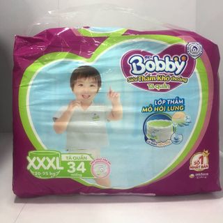 Tã quần Bobby size XXXL34 gói 34 miếng ( cho bé 20 - 35 kg ) Thùng 3 gói
