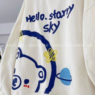 Áo sweater nỉ ngoại in tay phồng form chuẩn mềm siêu đẹp