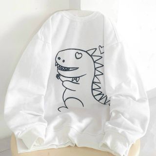 Áo sweater nỉ ngoại in khủng long tay phồng mềm form 68kg siêu đẹp
