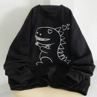 Áo sweater nỉ ngoại in khủng long tay phồng mềm form 68kg siêu đẹp