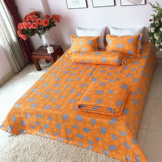 Bộ Chăn Ga Gối Lụa Thái 5 món Trần Bông