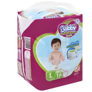 Tã quần Bobby size L16 gói 16 miếng (cho bé 9 - 13kg) Thùng 6 gói