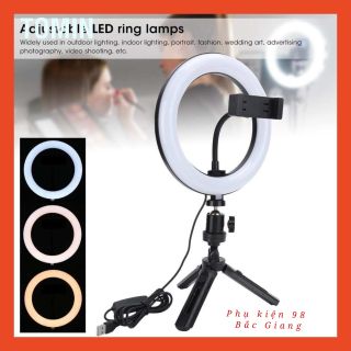 Đèn 26 cm live stream chân để bàn live tream make up trang điểm 3 chế độ sáng