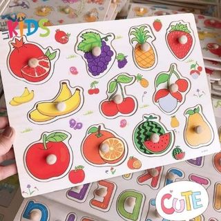 Bảng Núm Gỗ - Đồ Chơi Ghép Hình Gỗ - Size Lớn 22 x 30 cm, Nhiều Chủ Đề Giúp Bé Khám Phá Phát Triển Toàn Diện