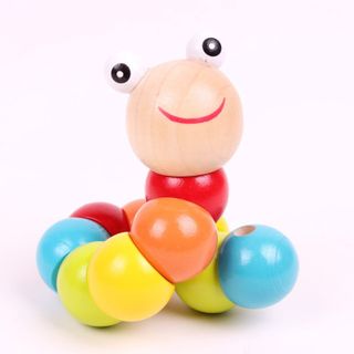 Đồ chơi gỗ - Sâu uốn dẻo - Màu sắc bắt mắt đáng yêu - Kích thước 20cm - Phù hợp bé 1-3 tuổi