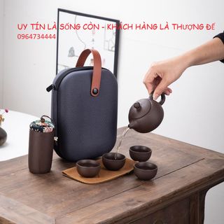 Bộ ấm chén tử sa du lịch 1 ấm 4 chén nhỏ gọn
