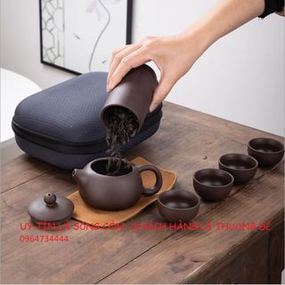 Bộ ấm chén tử sa du lịch 1 ấm 4 chén nhỏ gọn