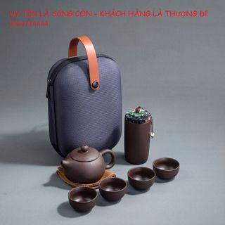 Bộ ấm chén tử sa du lịch 1 ấm 4 chén nhỏ gọn