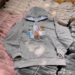 Áo Hoodie logo in nổi gấu form dưới 70kg thun nỉ ngoại mềm mịn