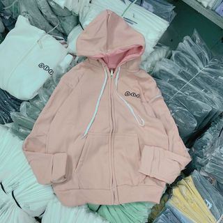 Áo Hoodie logo in nổi form dưới 70kg thun nỉ ngoại mềm mịn