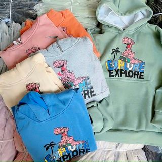 Áo hoodie chống nắng tránh mưa chất thun nỉ ngoại hình logo in EXPLORE form dưới 70kg tay phồng cánh dơi