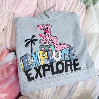 Áo hoodie chống nắng tránh mưa chất thun nỉ ngoại hình logo in EXPLORE form dưới 70kg tay phồng cánh dơi