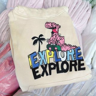 Áo hoodie chống nắng tránh mưa chất thun nỉ ngoại hình logo in EXPLORE form dưới 70kg tay phồng cánh dơi