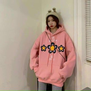 Áo Hoodie logo in nổi bông hoa form dưới 70kg thun nỉ ngoại mềm mịn
