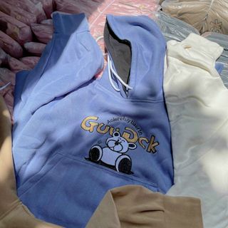 Áo hoodie chống nắng tránh mưa chất thun nỉ ngoại hình logo in GUUDCK form dưới 70kg tay phồng cánh dơi