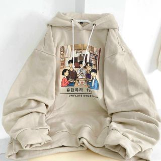 Áo Hoodie logo in nổi unfluid studio form dưới 70kg thun nỉ ngoại mềm mịn