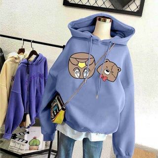 Áo hoodie chống nắng tránh mưa chất thun nỉ ngoại hình logo in hoạt hình form dưới 70kg tay phồng cánh dơi