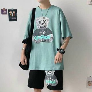 Đồ bộ mặc nhà in gấu chất thu cotton co giãn thoáng mát