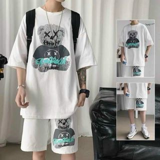 Đồ bộ mặc nhà in gấu chất thu cotton co giãn thoáng mát