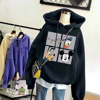 Áo hoodie chống nắng tránh mưa chất thun nỉ ngoại hình logo in hoạt hình form dưới 70kg tay phồng cánh dơi đẹp