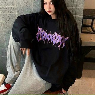 Áo sweater in chữ graffiti form dưới 65kg thun nỉ ngoại siêu ngầu