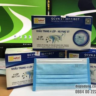 Khẩu trang y tế HO PHAT ST 4 lớp kháng khuẩn (50 cái/hộp)