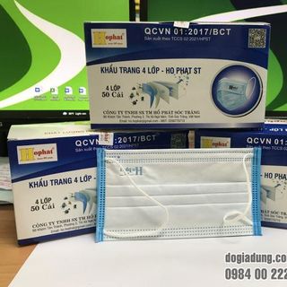 Khẩu trang y tế HO PHAT ST 4 lớp kháng khuẩn (50 cái/hộp)