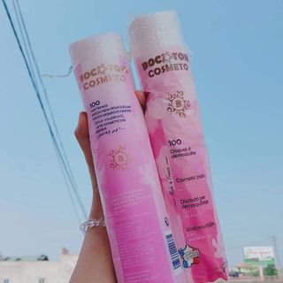 Bông Bocoton Cosmeto hồng 100 miếng