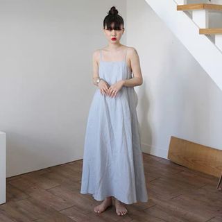 đầm maxi yếm 2 dây dáng suông, cột nơ sau, chất vải mát mẻ, sexy, đi chơi đi tiệc - minhi