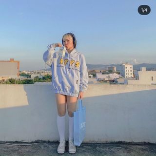 Áo hoodie in logo nổi ATYS thun nỉ ngoại form 70kg