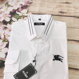 Áo Sơ Mi Nam Thêu Họa Tiết 2 Màu Trắng Đen