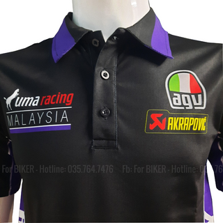 Áo thun nam có cổ Uma Racing in chuyển nhiệt thể thao