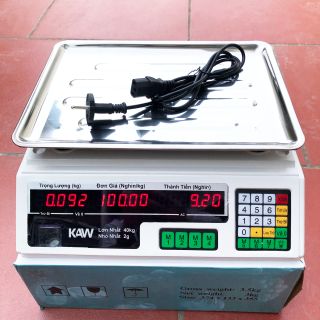 Cân Điện Tử Tính Tiền 40kg KAW cân chính xác, tính tiền chuẩn chỉnh nhanh mà tiện lợi , được thiết kế tối ưu cho việc tính tiền tại cửa hàng , siêu thị mini , các quầy bán hoa quả
