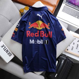 Áo thun nam tay ngắn cổ polo Redbull Racing in chuyển nhiệt phong cách thể thao