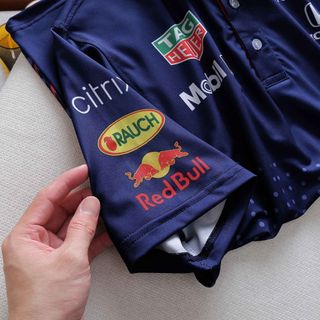 Áo thun nam tay ngắn cổ polo Redbull Racing in chuyển nhiệt phong cách thể thao
