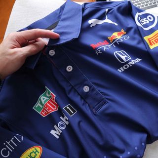 Áo thun nam tay ngắn cổ polo Redbull Racing in chuyển nhiệt phong cách thể thao