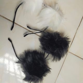 Cài tai mèo trắng đen c