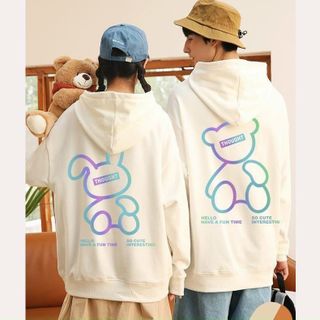 Áo Hoodie phản quang 7 màu THỎ GẤU form dưới 70kg decan in xịn