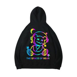 Áo Hoodie phản quang 7 màu THE SPACE OF BEAR form dưới 70kg decan in xịn