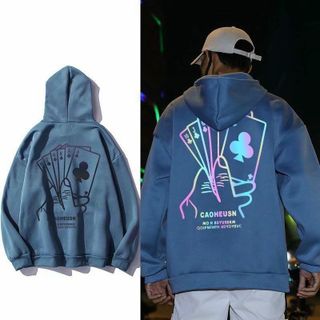 Áo Hoodie phản quang 7 màu POKER form dưới 70kg decan in xịn