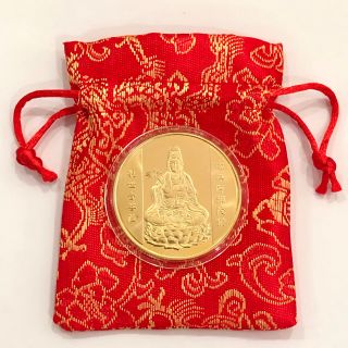 Đồng xu phật quan âm bồ tát mạ vàng