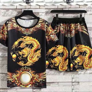 Set Bộ Nam Thời Trang In Hình Rồng Lượn Mới