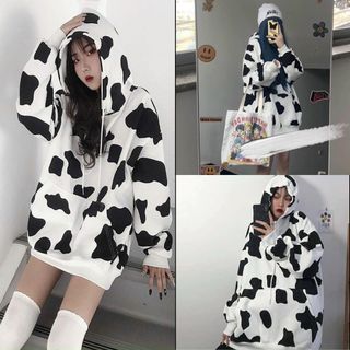 Hoodie Nỉ Ngoại Bò Sữa KNN19(Freesize Dưới 75kg)