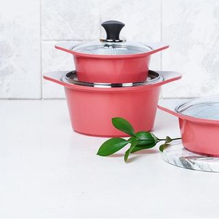 ECORAMIC Bộ 3 nồi men sứ đáy từ (Hồng/Xanh) 20-22-24 giá sỉ